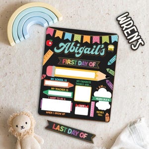 Custom First and Last Day of School Sign, Personalized Dry Erase Board for Kids, Preschool and Kindergarten Back to School Photo Prop