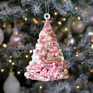 Personalized Name Book Christmas Tree Ornament, Book Christmas Ornament, Reading Book Ornament, Library Book Store Ornament