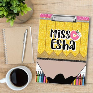 Personalized Teacher Appreciation Gift, Custom Pencil Teacher Acrylic Clipboard, Teacher Name Clipboard, End Of Year, Back to School Gift