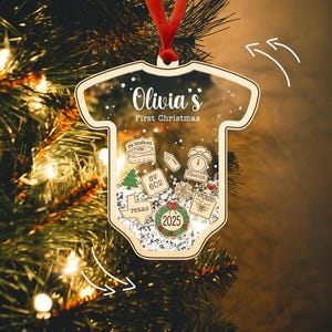 Baby&#39;s First Christmas Ornament 2024, Personalized Baby 1st Christmas Ornament, Custom New Baby Gift, 4D Shake Babies Ornament, Baby Shower