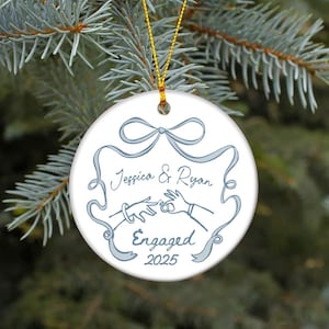 First Christmas Engaged Ornament, Personalized Engagement Gift for Couples, Custom Engagement Christmas Keepsake, Engaged Christmas Ornament