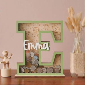 Cadeau personnalisé pour porte-pièces, présentoir pour pièces de monnaie, tirelire, tirelires en bois, cadeaux pour bébé, tirelires, cadeau banque aux lettres