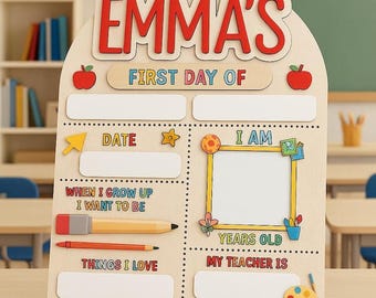 Letrero personalizado para el primer y último día de clases, letrero de regreso a clases, letrero para el primer día de clases en jardín de infantes, tablero de madera para el primer día de clases.