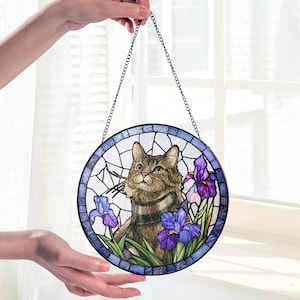 Custom Pet Portrait Stained Glass Suncatcher, Stained Glass Dog Memorial, Custom Dog Portrait from Photo, Sympathy Gifts, Stained glass dog
