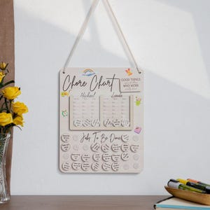 Personalized Kids Chore Chart - Custom Responsibility Chart for Daily Routines - Interactive and Reusable Behavior Tracker, Kids Chore Chart
