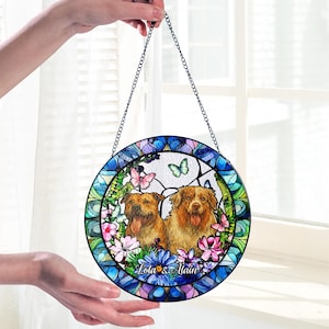 Custom Dog Portrait Stained Glass Suncatcher, Pet Memorial Stained Glass Photo Suncatcher, Dog Memorial Gift, Dog Loss, Pet Loss Gift