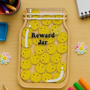 Tarro de recompensa magnético con fichas, sistema de recompensa por comportamiento de los niños, tarro de recompensa personalizado, regalos para niños, tarro de recompensa con nombre personalizado para niños