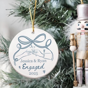 First Christmas Engaged Ornament, Personalized Engagement Gift for Couples, Custom Engagement Christmas Keepsake, Engaged Christmas Ornament