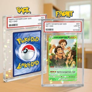 Presente personalizado para o Dia dos Pais, placa de acrílico com foto em estilo de carta colecionável de anime, presente de pai gamer para filho, presente personalizado para novo pai ou marido