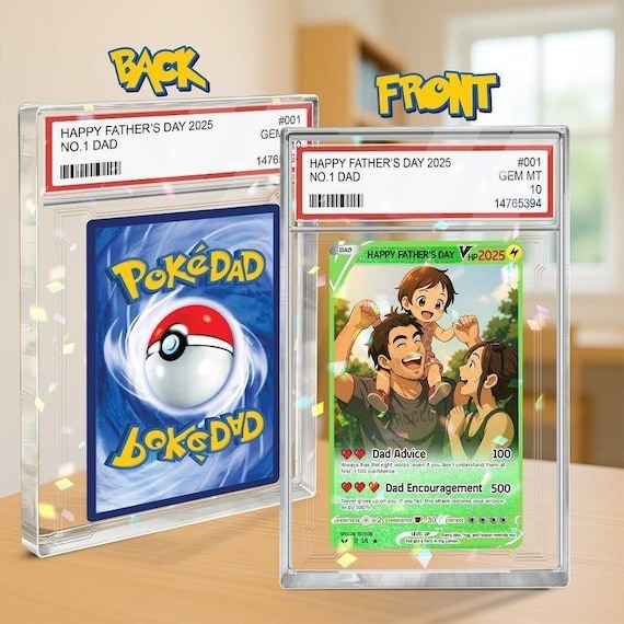 Personalized Father’s Day Gift, Anime Trading Card Style Photo Acrylic Plaque, Gamer Dad Gift from Kid, Custom New Dad or Husband Gift