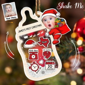 Baby&#39;s First Christmas Ornament 2024, Personalized Baby 1st Christmas Ornament, Custom New Baby Gift, 4D Shake Babies Ornament, Baby Shower
