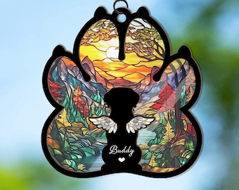 Regalo personalizado de condolencias por la pérdida de un perro, atrapasol conmemorativo personalizado para perros, regalo conmemorativo para mascotas, regalo por la pérdida de un perro, regalo en memoria de un perro