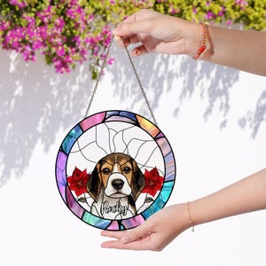 Custom Dog Portrait Stained Glass Suncatcher, Pet Memorial Stained Glass Photo Suncatcher, Dog Memorial Gift, Dog Loss, Pet Loss Gift