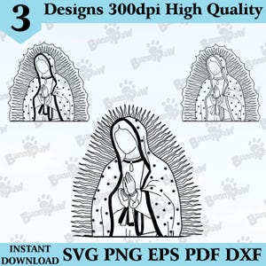 Maagd Maria Svg Png, Moeder Maria svg, Maagd van Guadalupe, Maagd van Guadalupe Heilige Maagd, digitale downloads