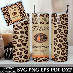 Etichetta a sublimazione per vodka Tito's da 20 oz e 30 oz in formato PNG, design per bicchieri, involucri per bicchieri Tito's, bicchieri in metallo, bicchieri in vetro