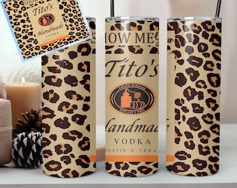 Bicchiere Tito's Vodka con stampa leopardata, 20 oz 30 oz (download digitale)