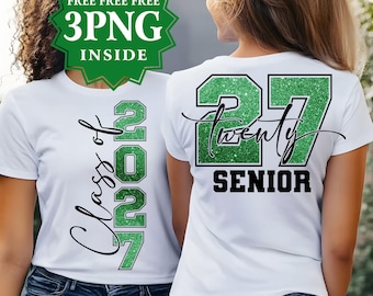 Class of 2027 Senior Graduation PNG, High School Shirt Design (Instant Download)