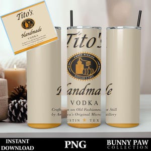 Involucro per bicchiere Tito's, etichetta Tito's, involucro per sublimazione per bicchiere Tito's Vodka, vettore Tito's Vodka, file Cricut, design tagliabile, download digitale