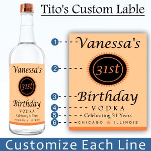 Custom Vodka Label, Titos Labels, Printable Personalized Alcohol Label, Birthday Wedding Bachelor Graduation Anniversary Gift