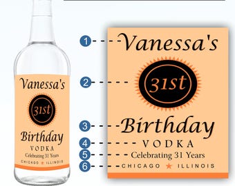 Etiqueta personalizable para vodka, cumpleaños de Tito (descarga digital)