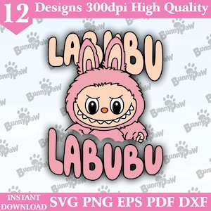 Labubu SVG-Bundle, Labubu PNG, Labubu Clipart, Labubu Vektor, Zeichentrickfigur SVG, Cricut Schnittdateien, digitaler Download