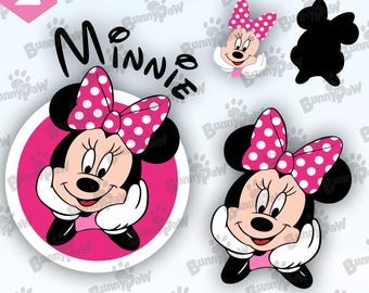 Pink Mouse SVG Bundle, Minnie Mouse, Bow Dots (Digital File)