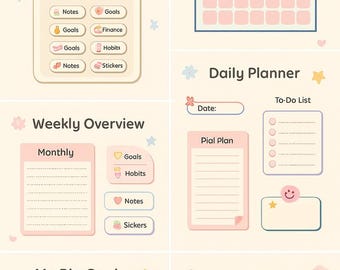 2025-2026 iPad Digital Planner for Goodnotes Daily Weekly Monthly Hyperlinked PDF Finance Habit Tracker