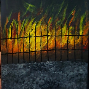 The Gates of Hell - Proceeds Help Local Artists - Dark Evocative Painting Mystery, Depth, and Drama - 4&quot;x6&quot; Acrylic on Canvas Charity