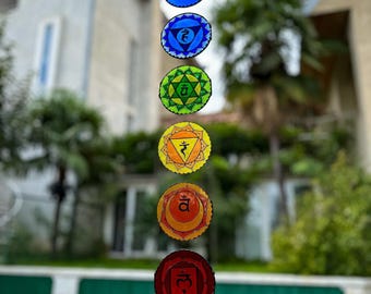 stained glass chakras | Chakra suncatcher decor | 7 chakras set | Chakra home decor | Stained glass suncatcher | Gift for her