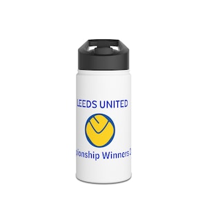 Leeds United Stainless Steel Water Bottle, Sports Hydration, Gift for Fans, Championship Winners, Travel Mug, Eco-Friendly Drinkware