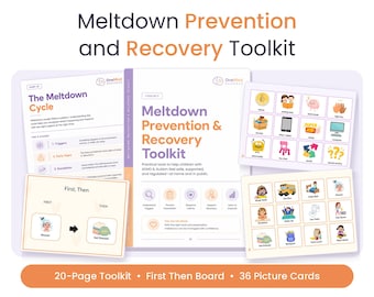 Meltdown Toolkit, 20-Page ADHD Autism Printable PDF with First-Then Cards
