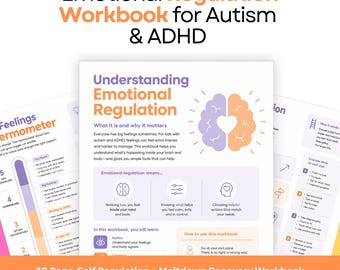 Emotional Regulation Workbook, Autism & ADHD Coping Tools, 30-Page Printable Digital Download