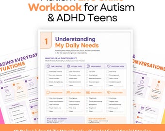 Autism Life Skills Workbook, 10-Page Printable Teen Self-Advocacy Activities And Social Stories
