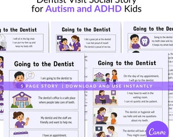 ADHD Anxiety Dentist Social Story, 5-Page Visual Support PDF