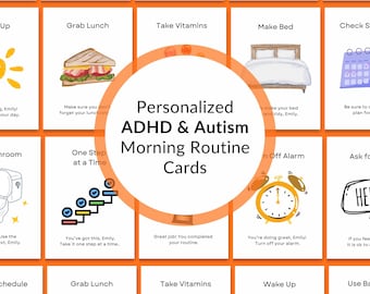 Personalized ADHD Autism Morning Routine Visual Cards (Editable PDF)