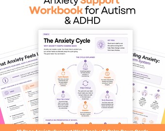 Anxiety Workbook, 10-Page Printable with Visual Emotion Cards for Autistic & ADHD Teens
