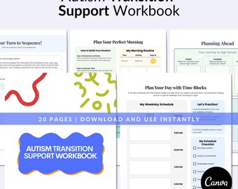 Autism Workbook for Teens, Transition Support with Visual Routine Pages