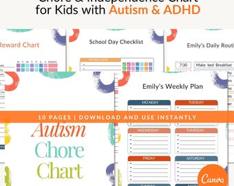ADHD Chore Chart for Kids, 10-Page Autism Visual Routine Printable PDF