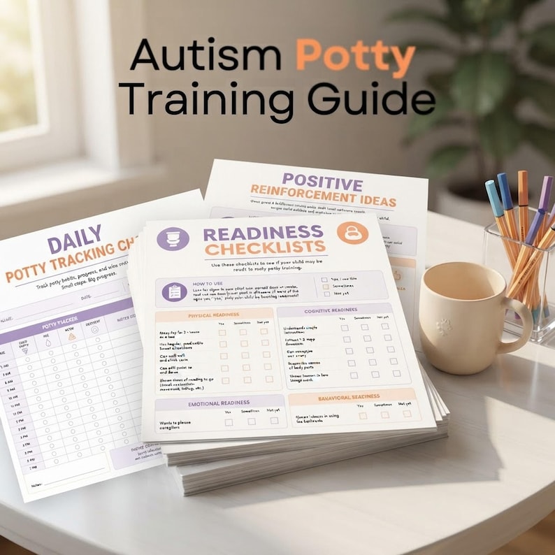 Autism Potty Training Bundle, Toilet Training Guide & Visual Routine Cards, Special Needs Bathroom Support shown in an AI-generated listing photo