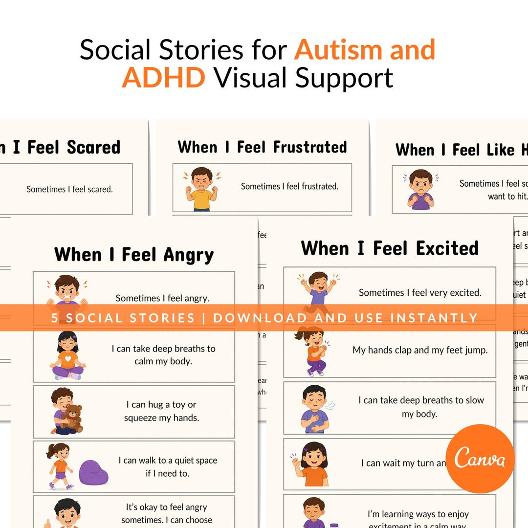 Social Stories Autism Printable for Kids, ADHD Visual Behavior Support ...