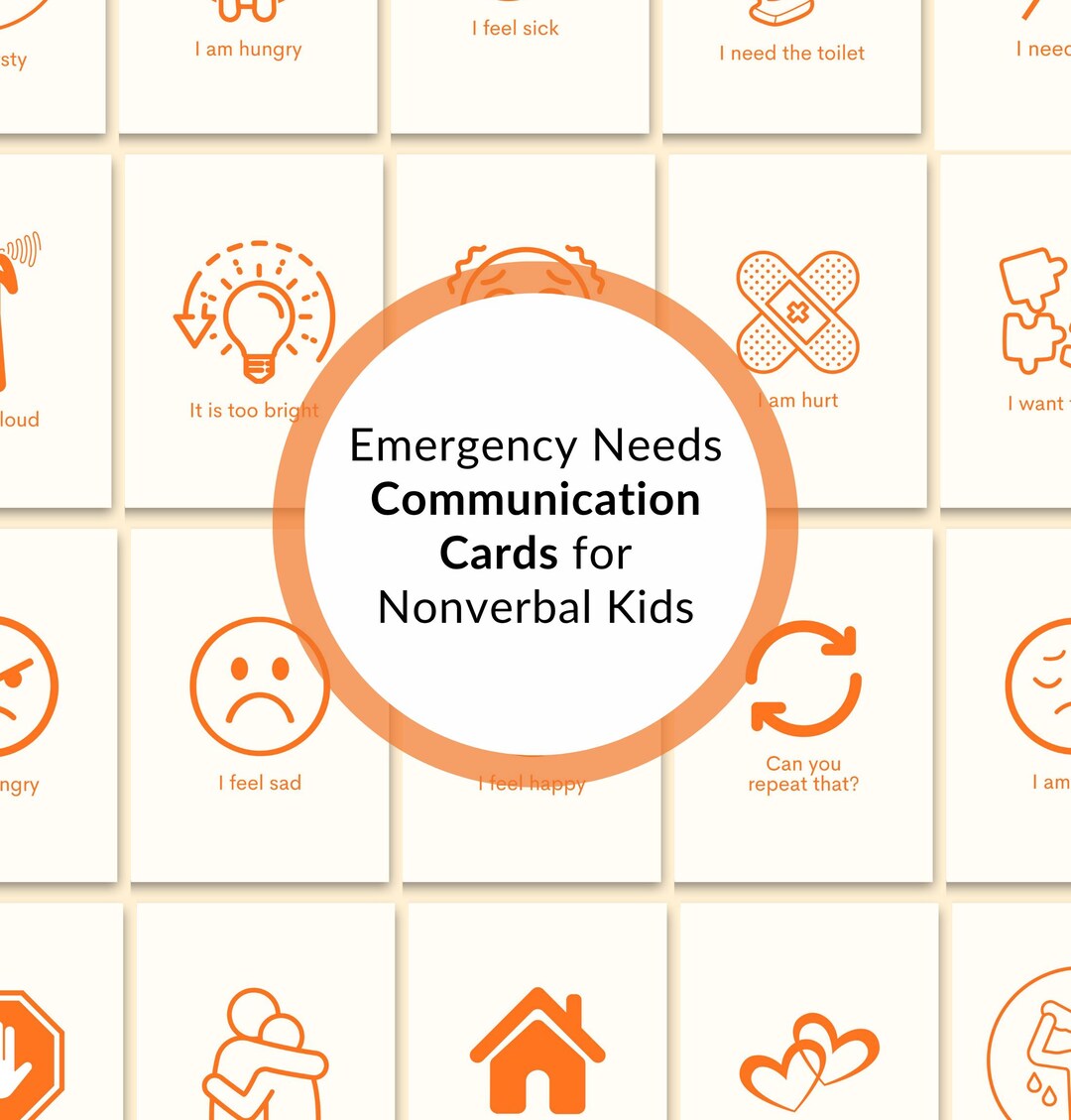 Nonverbal Communication Cards for Autism Kids, Emergency Needs Visual ...