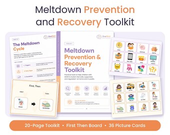 Meltdown Toolkit, 20-Page ADHD Autism Printable PDF with First-Then Cards