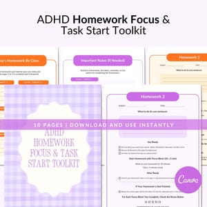 ADHD Homework Toolkit, 10-Page Visual Schedule And Task Support PDF
