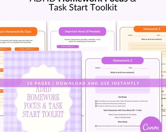 ADHD Homework Toolkit, 10-Page Visual Schedule And Task Support PDF