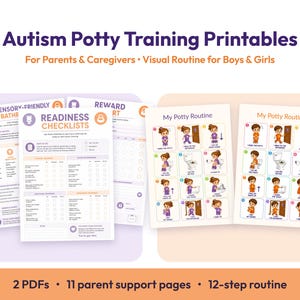 Autism Potty Train Visuals, 12-Step Bathroom Routine and 11-Page Training Guide image 1