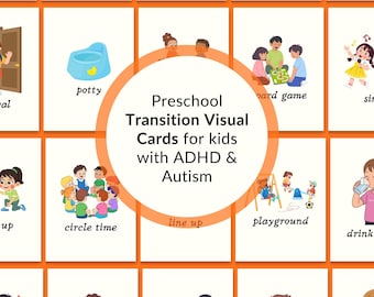 Visual Schedule Cards for Preschool, ADHD & Autism, Editable Canva PDF