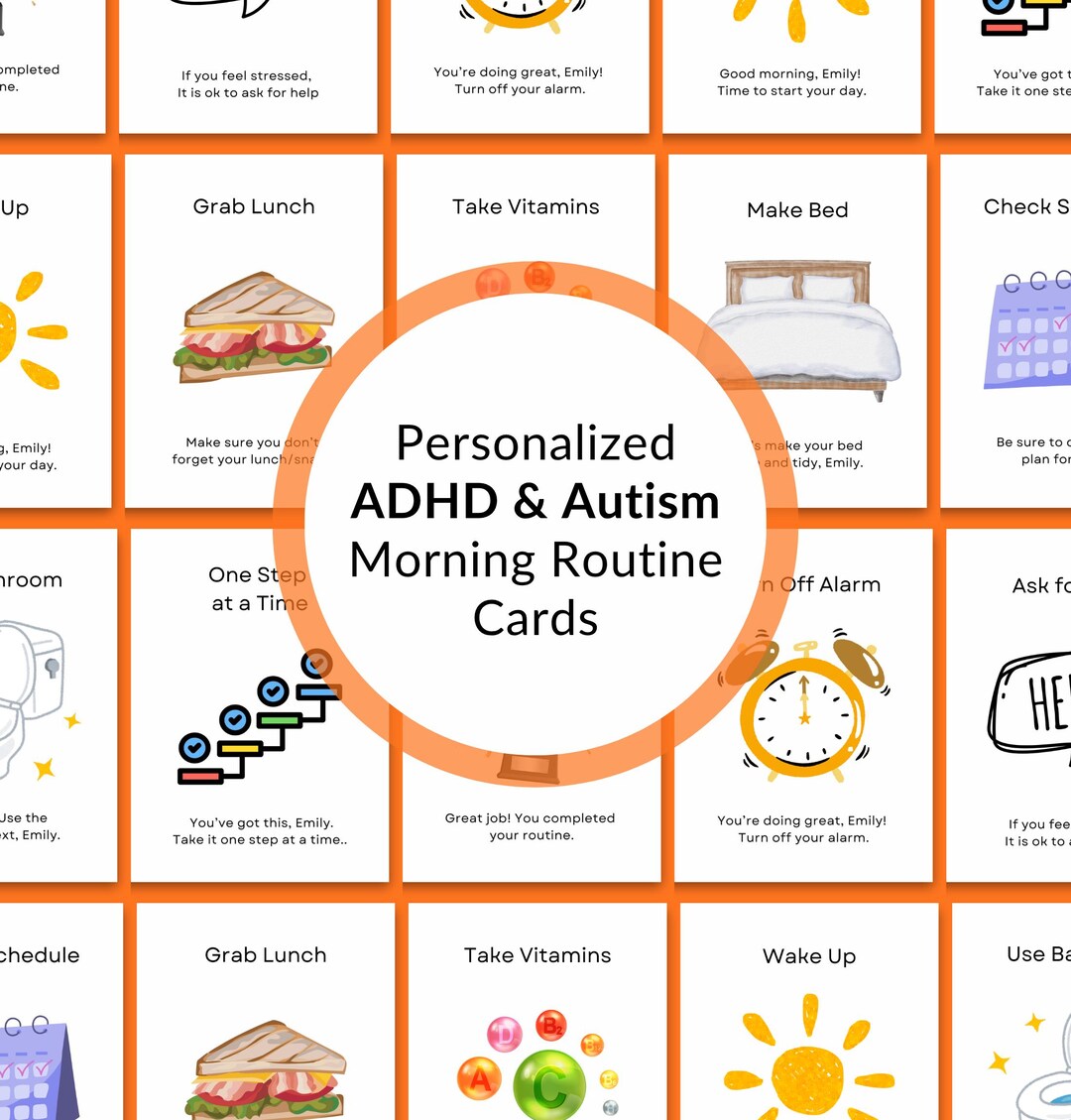 Personalized ADHD Morning Routine Visual Schedule, Autism Visual ...