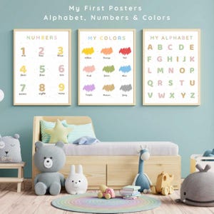 Alphabet, Numbers & Colors Poster | Educational Wall Art | Nursery Decor