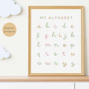 Cursive Alphabet Poster for Kids - Montessori Handwriting Printable Wall Art