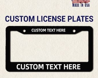 Custom License Plate Frame-Personalized Car Decor, Aluminum Metal - Any Color, Design, Add Your Text, Custom Car Plate Tag, stainless steel